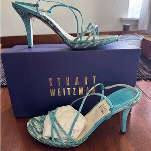 Stuart Weitzman 8.5 Turquoise Strappy Heels